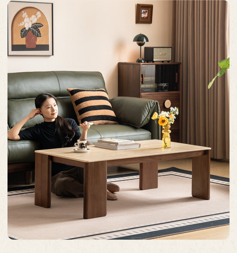Black Walnut Solid Wood Rock Plate Tea Table