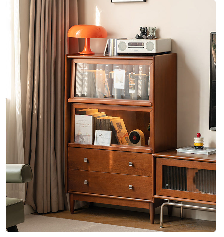 Poplar Solid Wood French retro Side Cabinet