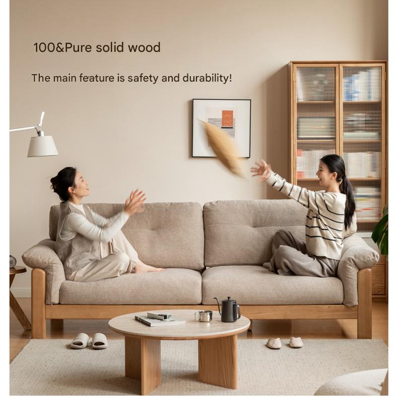 Ash Solid Wood Genuine leather, fabric sofa