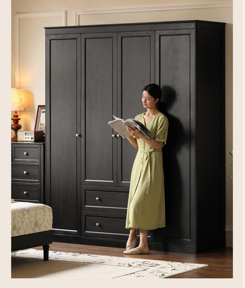 Oak Solid Wood American Style Open Door Wardrobe