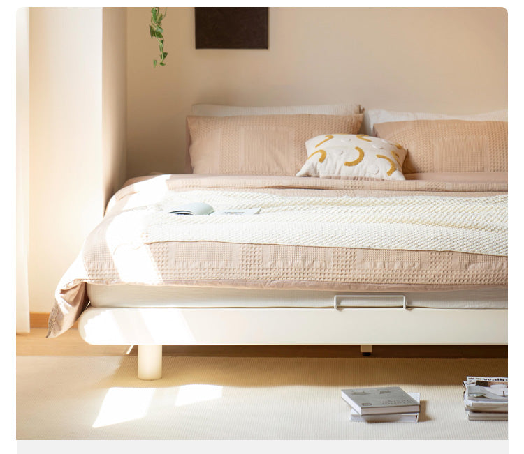 Poplar solid wood cream style Platform Bed<