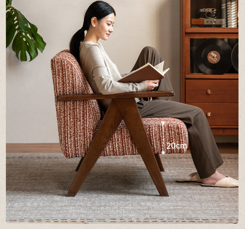 Ash solid wood Geometric Frame Lounge Chair