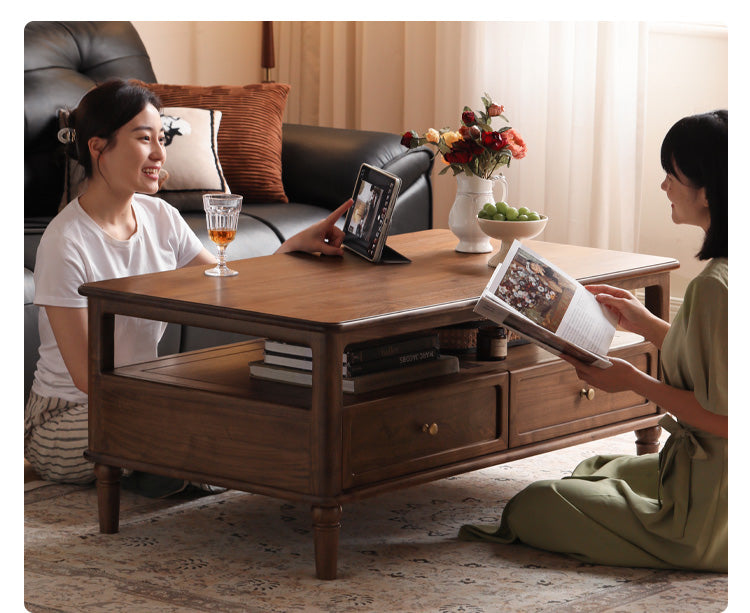 Black Walnut Solid Wood American Retro Coffee Table,