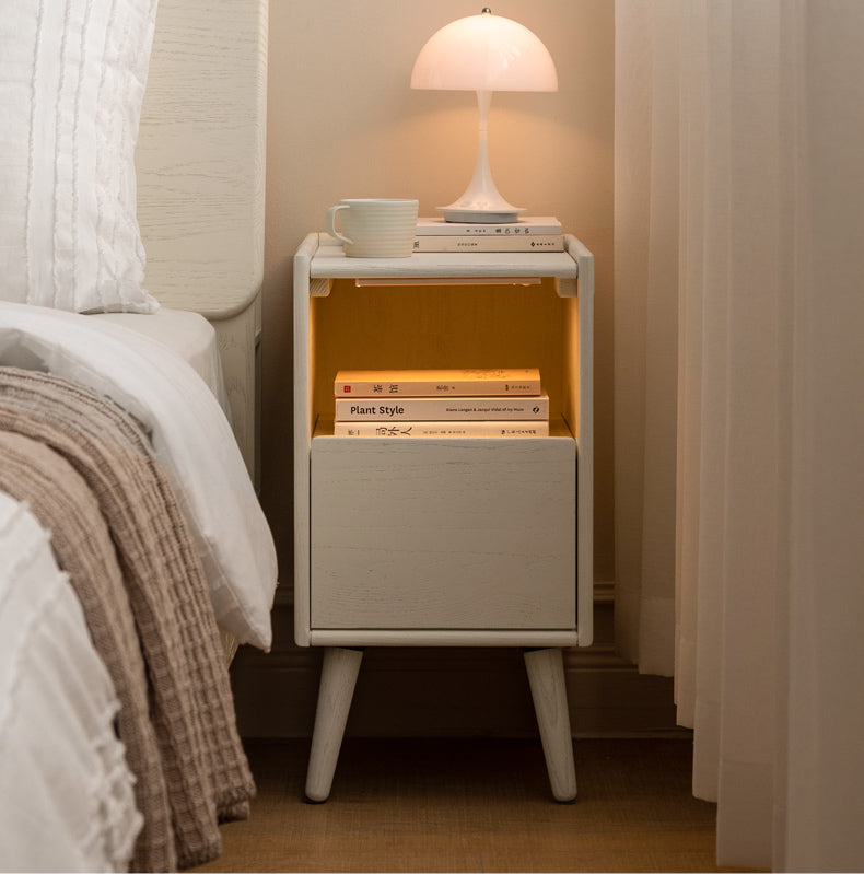 Rubber wood, Oak solid wood Nightstand.