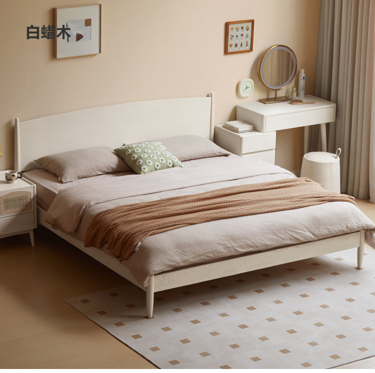 Ach solid wood bed modern French cream style