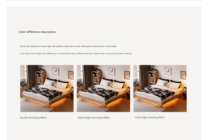 Oak solid wood platform bed, headboard-free bed suspension bed.