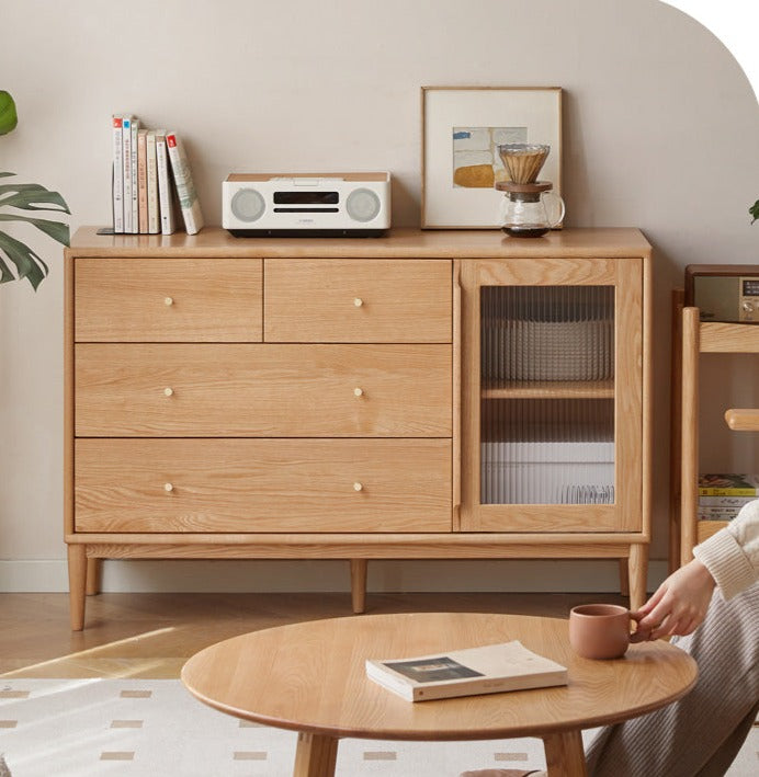 Oak Solid Wood Storage Cabinet with Doors