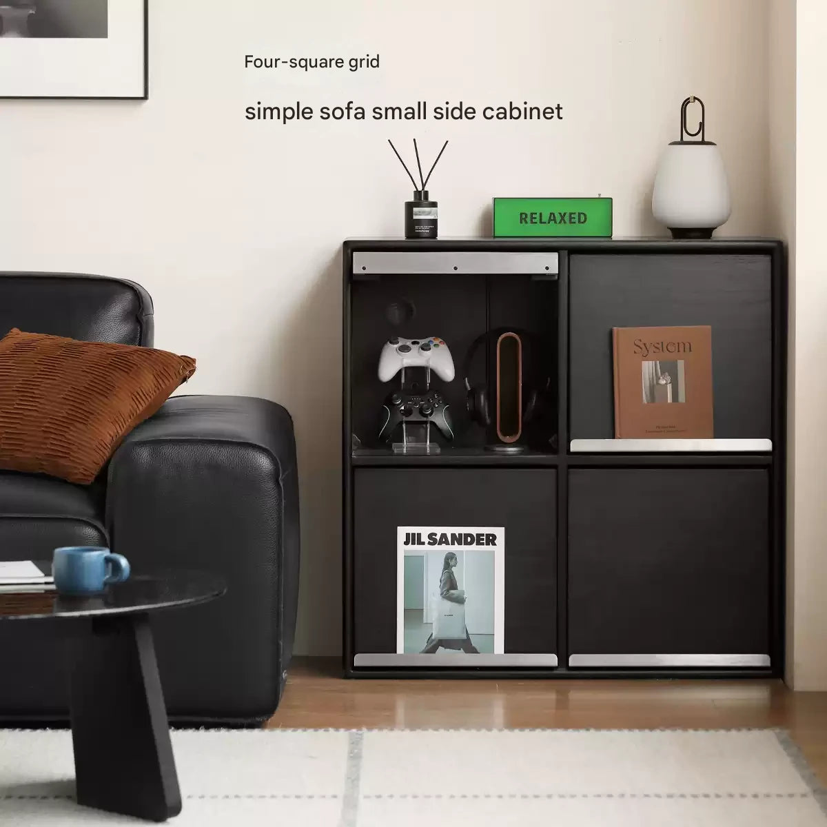 Oak Solid Wood Black Storage Combination Module Cabinet