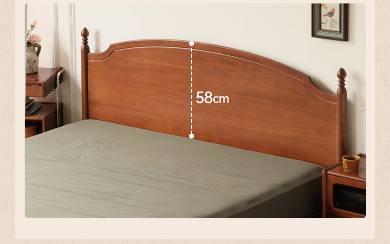 Poplar, Cherry Solid Wood French Retro Large Board Bed