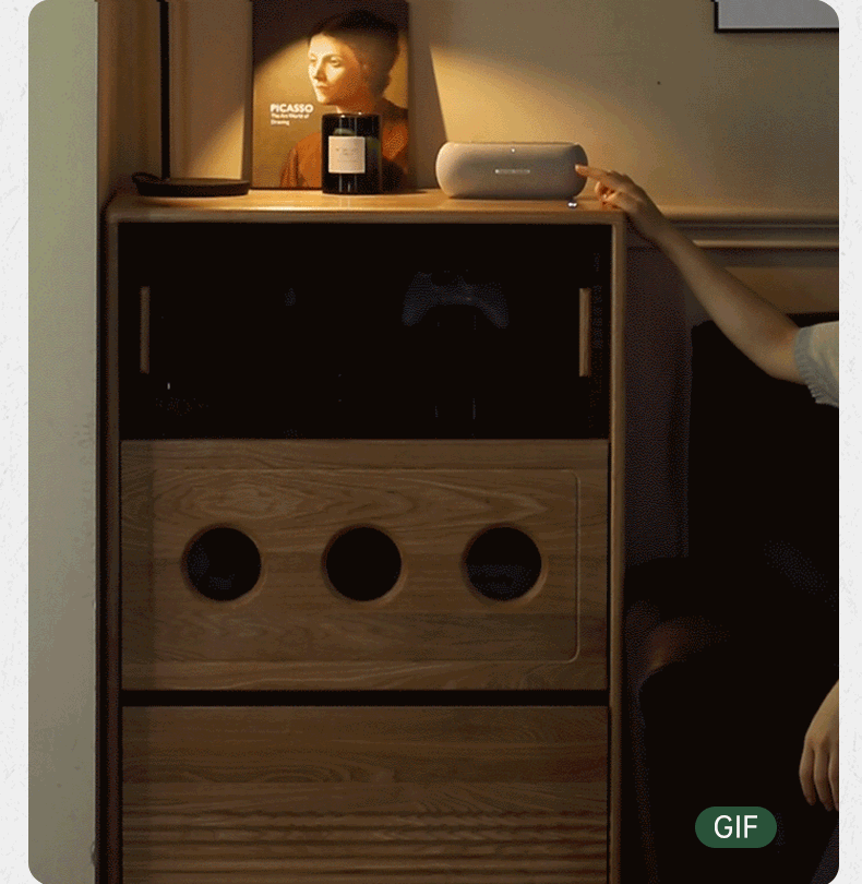 Ash Solid Wood Modern Style Side Cabinet