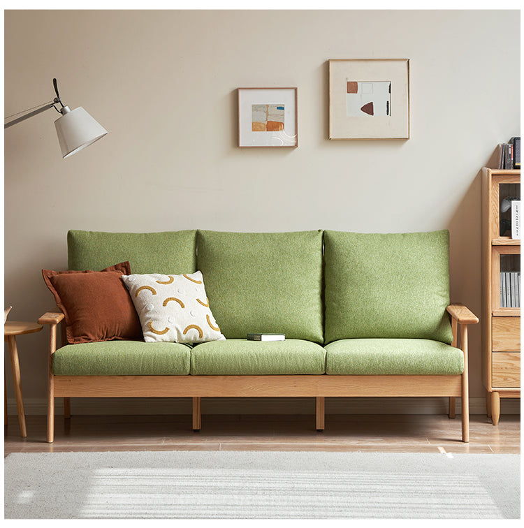 Oak Solid Wood Fabric Sofa