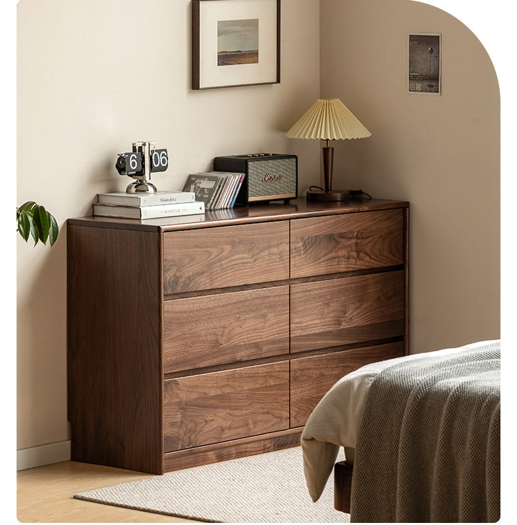 Black Walnut, South American Walnut Solid Wood Six-Drawer Chest