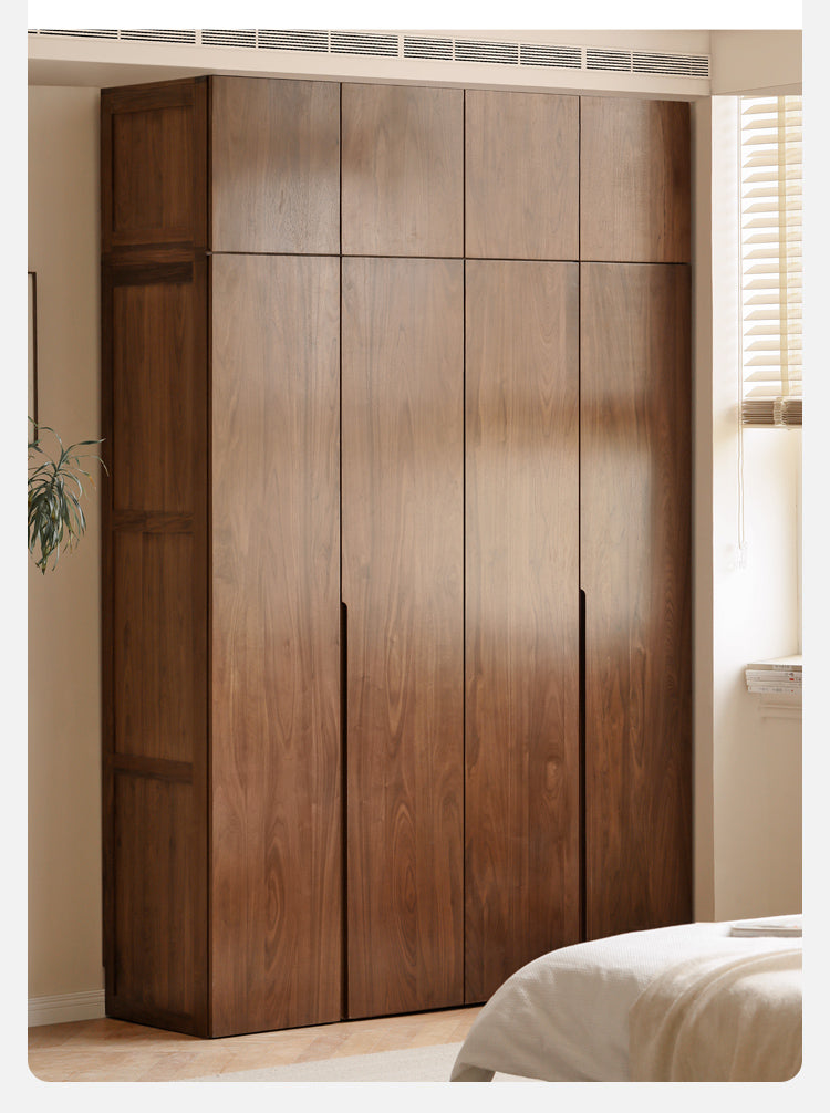 Black Walnut Solid Wood Wardrobe Double Door::