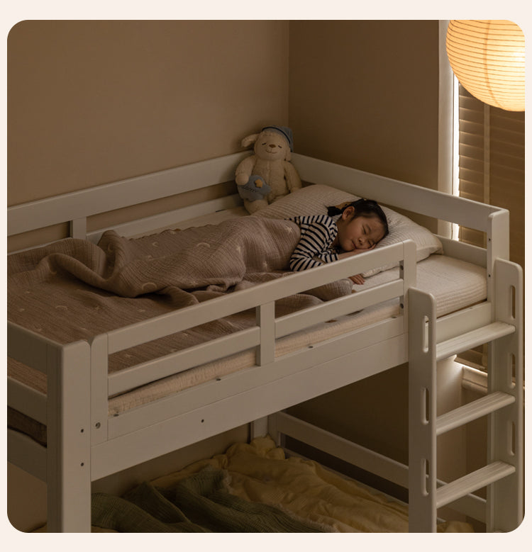 Birch Solid Wood Children's Bunk Bed Cream Style White.