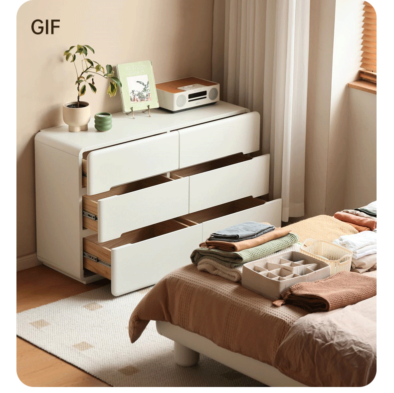 Poplar Solid Wood Storage Cream drawer dresser"