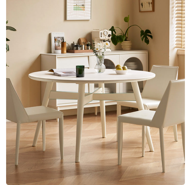 Slate dining round table Birch solid wood white cream style"