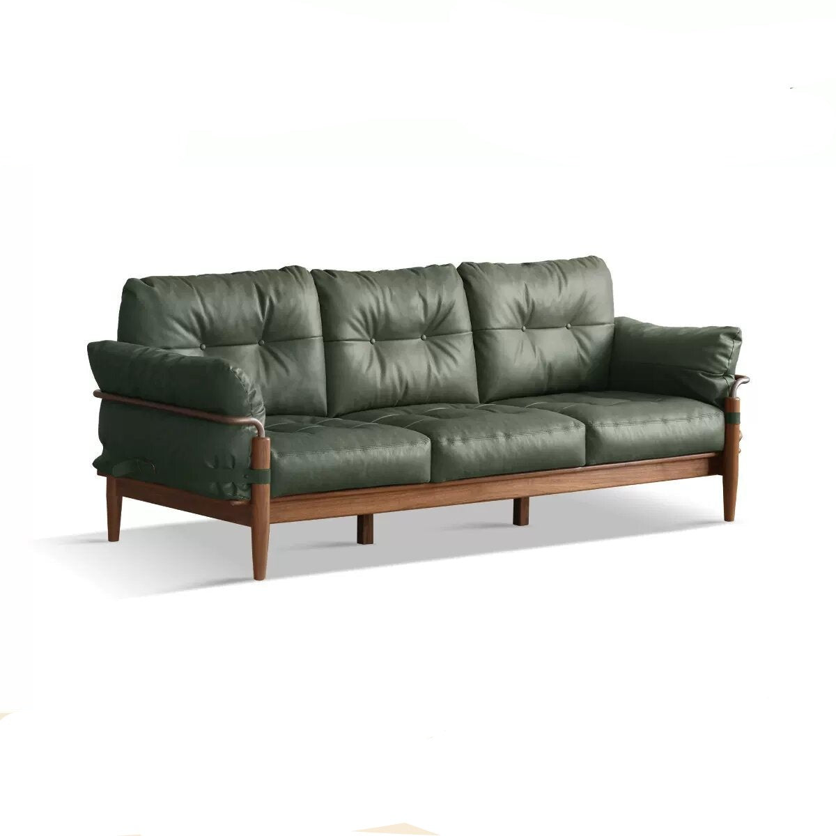 Black walnut solid wood Leather sofa"