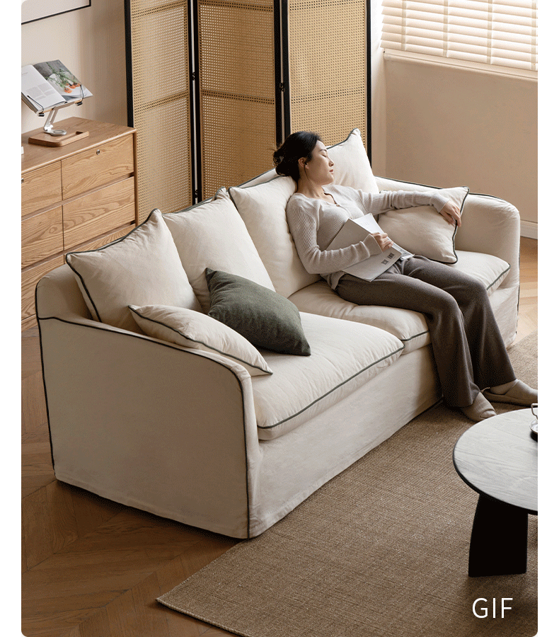 100%Cotton & Linen Sofa – Cream White Fabric