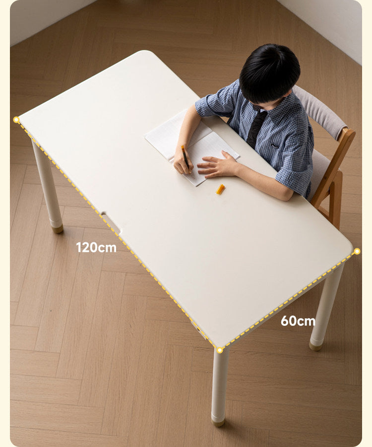 Solid Rubberwood Kids Elevated Learning Cream Drawer Table