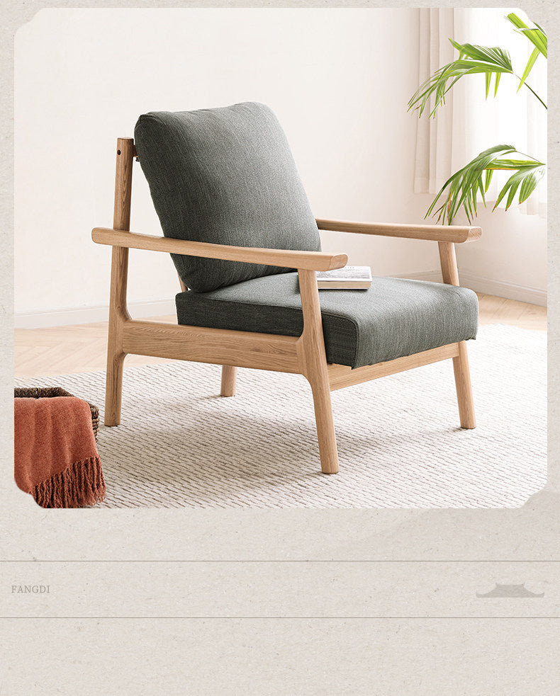 Ash Solid Wood Fabric Leisure Sofa Chair