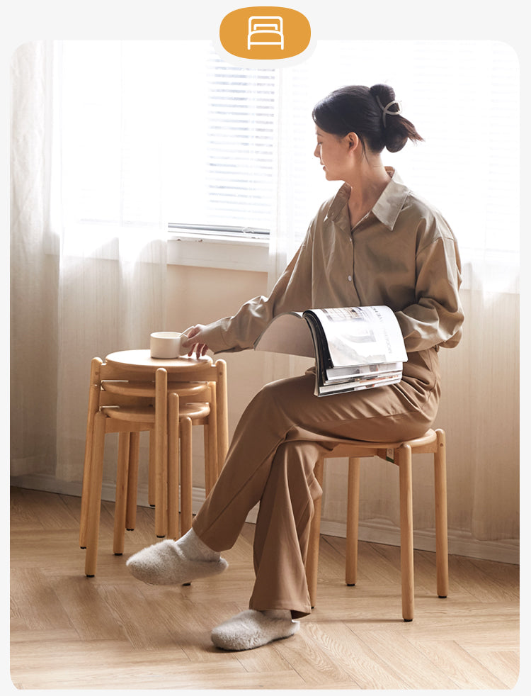 Beech solid wood stackable stools