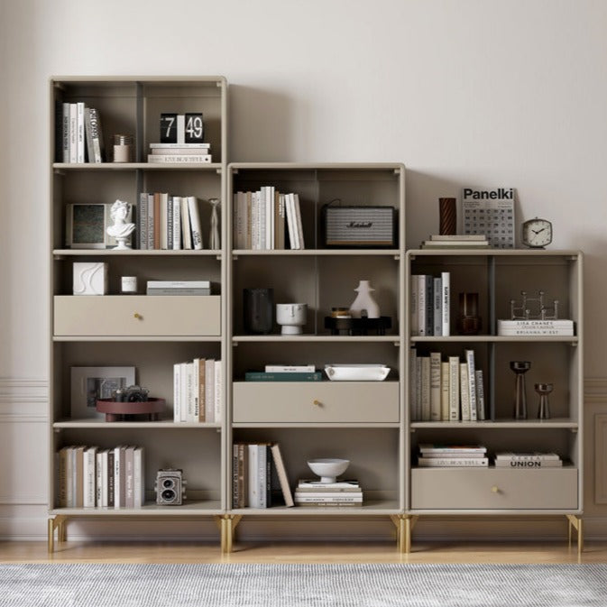 Poplar solid wood bookcase light luxury gray combination cabinet "-