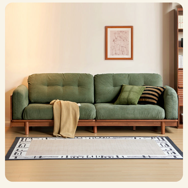 Rubber Solid Wood Fabric Sofa Ancient Style