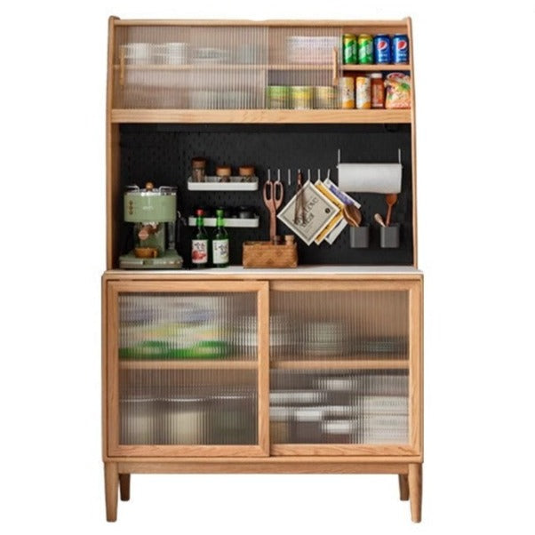 Oak solid wood sideboard multi-functional buffet cabinet,