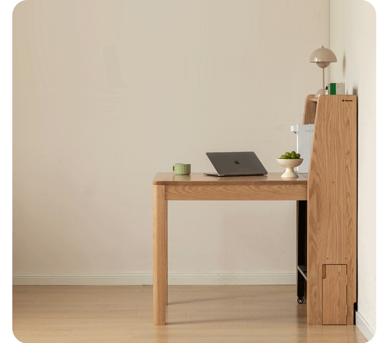 Oak Solid Wood Modern Minimalist Extendable Dining Table