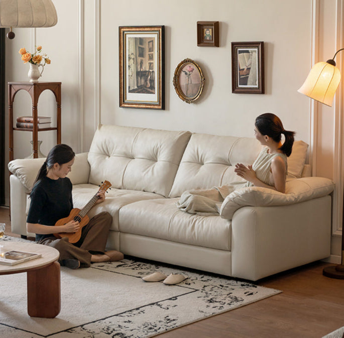 Genuine Top Grain Leather Sofa French Style “Cloud” Sofa