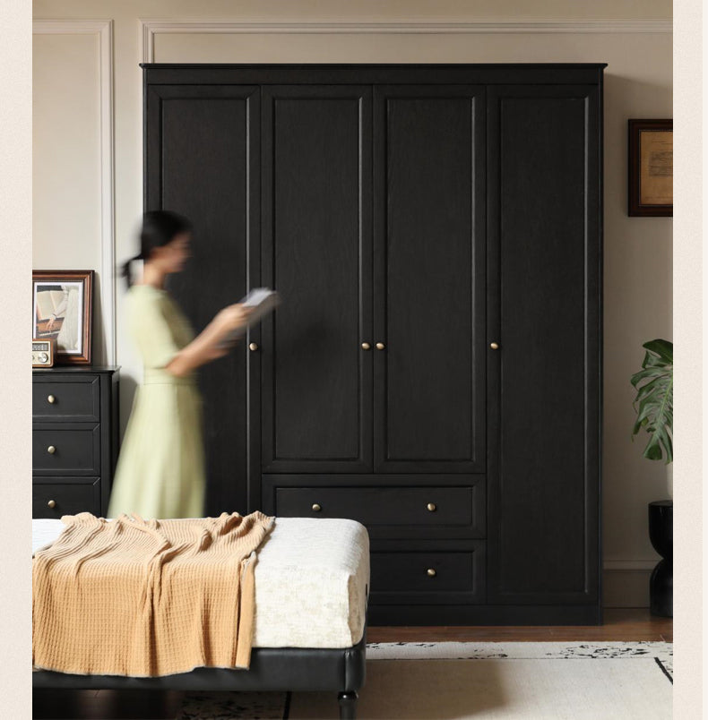 Oak Solid Wood American Style Open Door Wardrobe