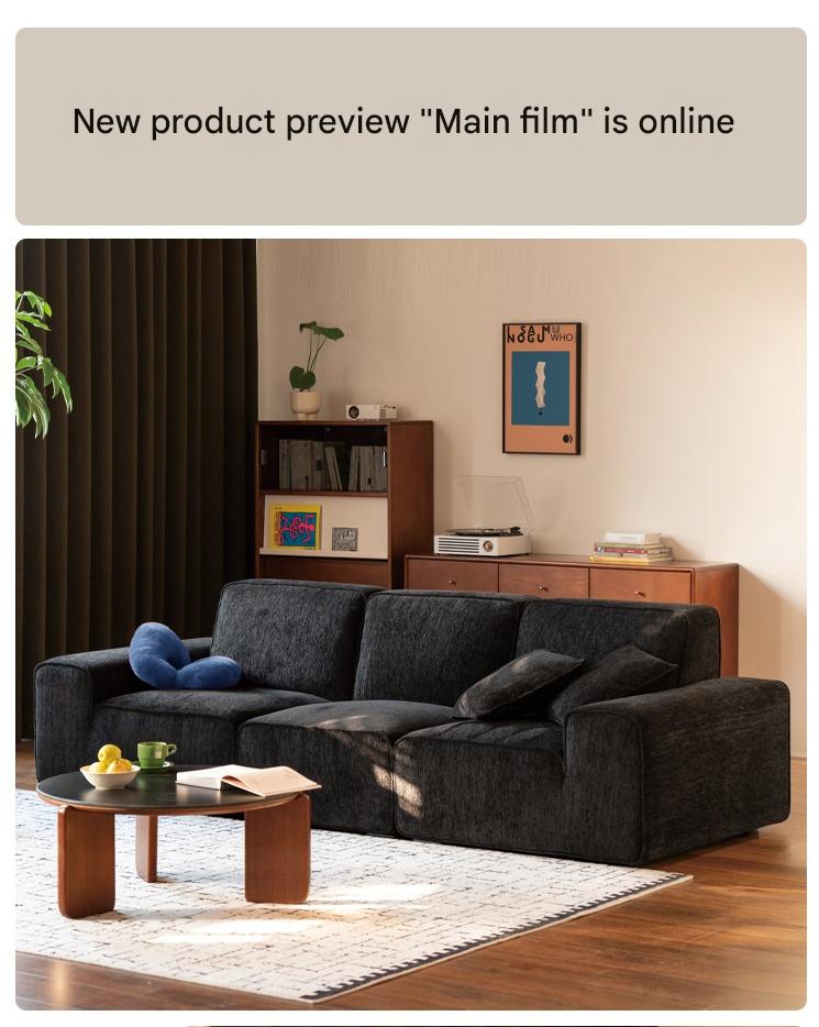 Fabric black tofu block sofa