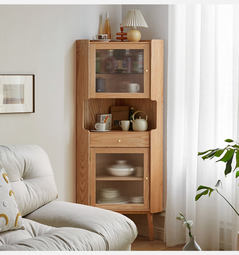 Oak Solid Wood Corner Side Cabinet