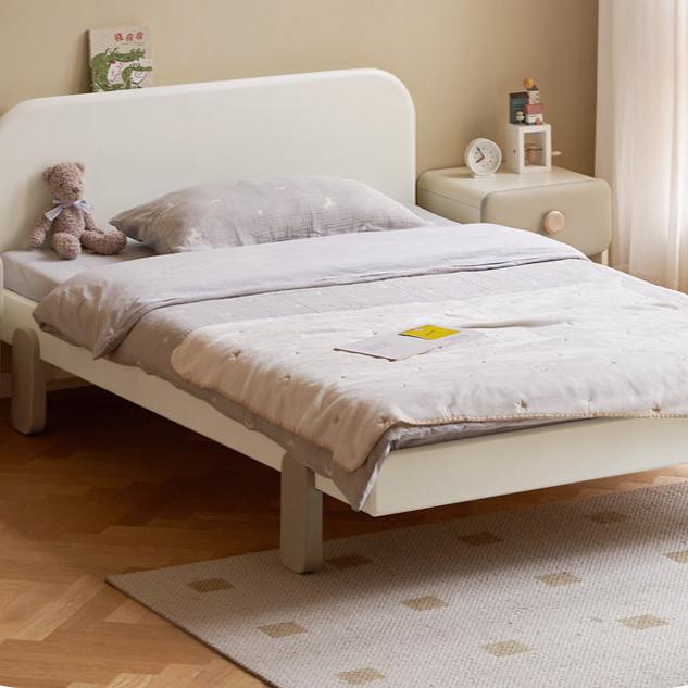 Poplar Solid Wood White Cream Style Children's Single Bed