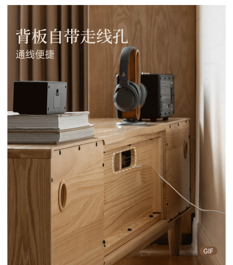 White Ash, Ash Solid Wood TV Stand with Sliding Doors and Sleek Finish