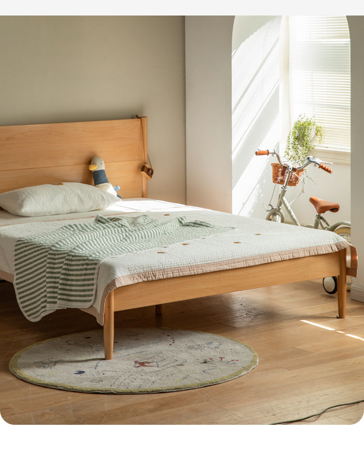 Beech, Oak Solid Wood Children's Soft Single Bed