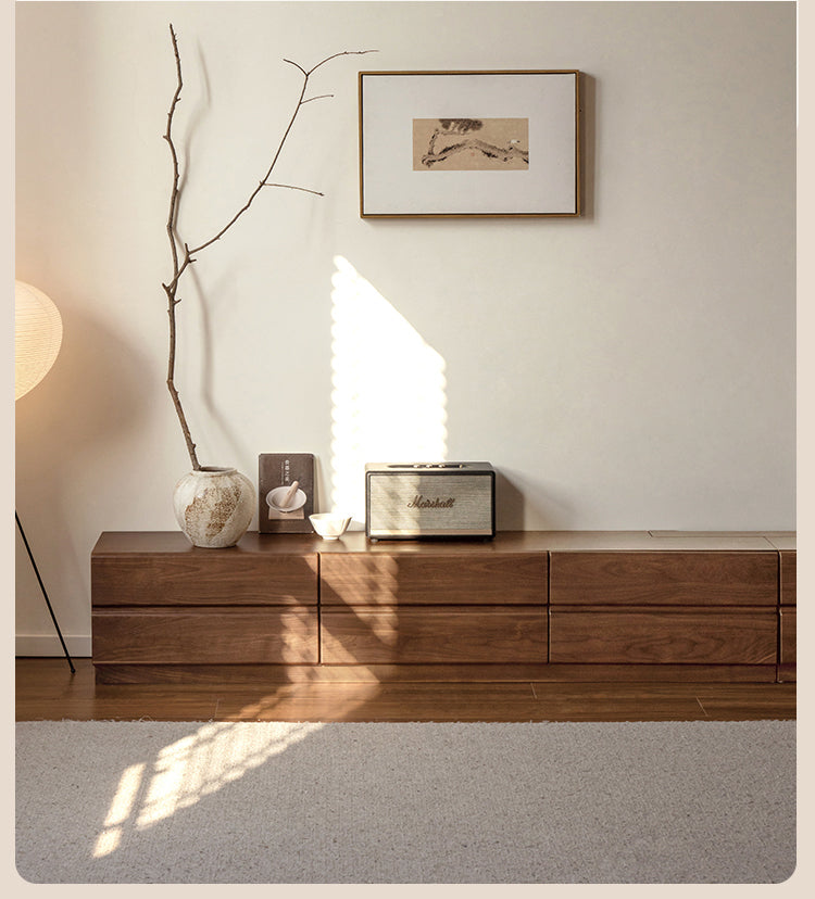 Oak, Black walnut solid wood TV cabinet