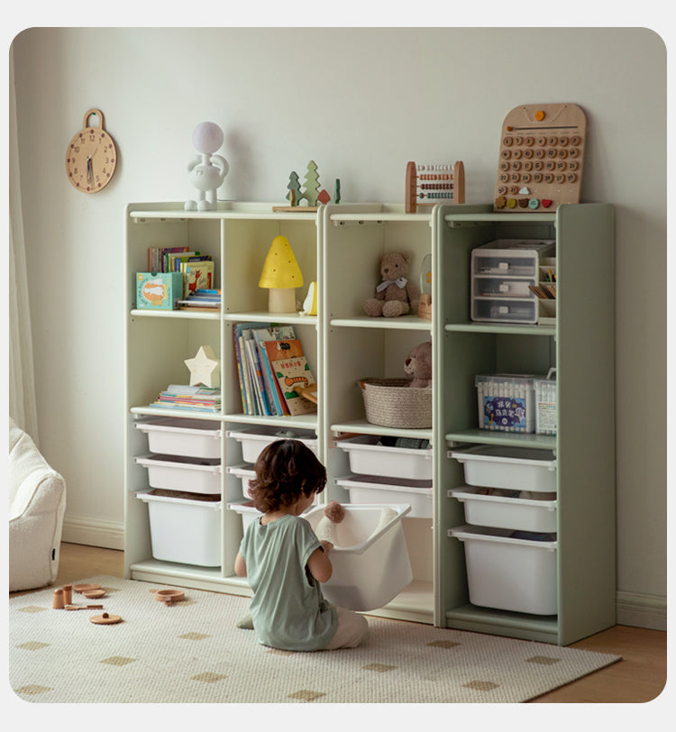 Solid wood Children's Bookcase Combination Shelf Baby Toy Storage Box"