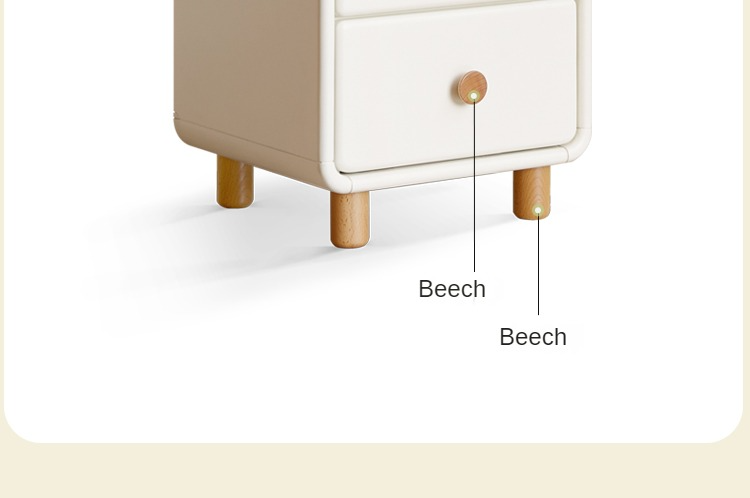 Poplar solid wood nightstand cream style white cabinet"