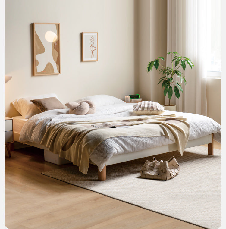 Poplar Solid Wood platform bed, headboard-free bed<