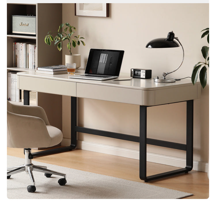 Poplar Solid Wood Modern Rock Board Computer Desk