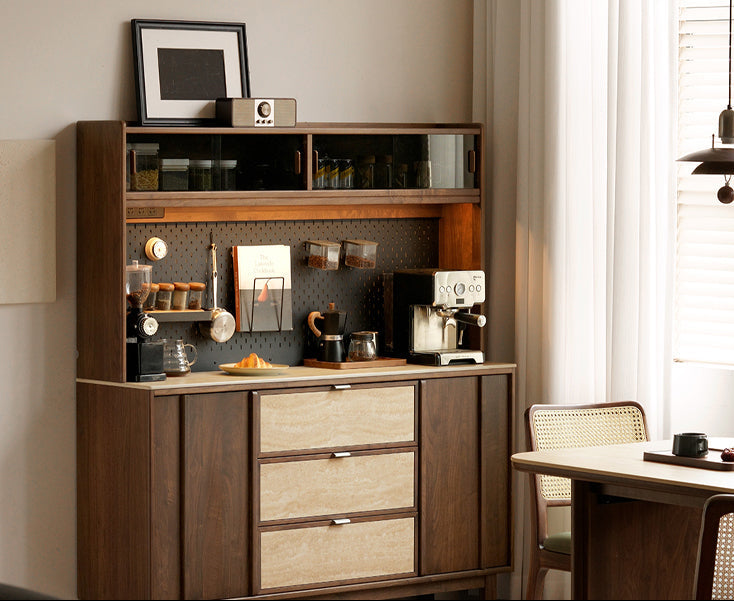 Black Walnut Solid Wood Ancient Style Buffet Cabinet