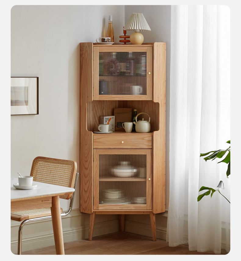 Oak Solid Wood Corner Side Cabinet