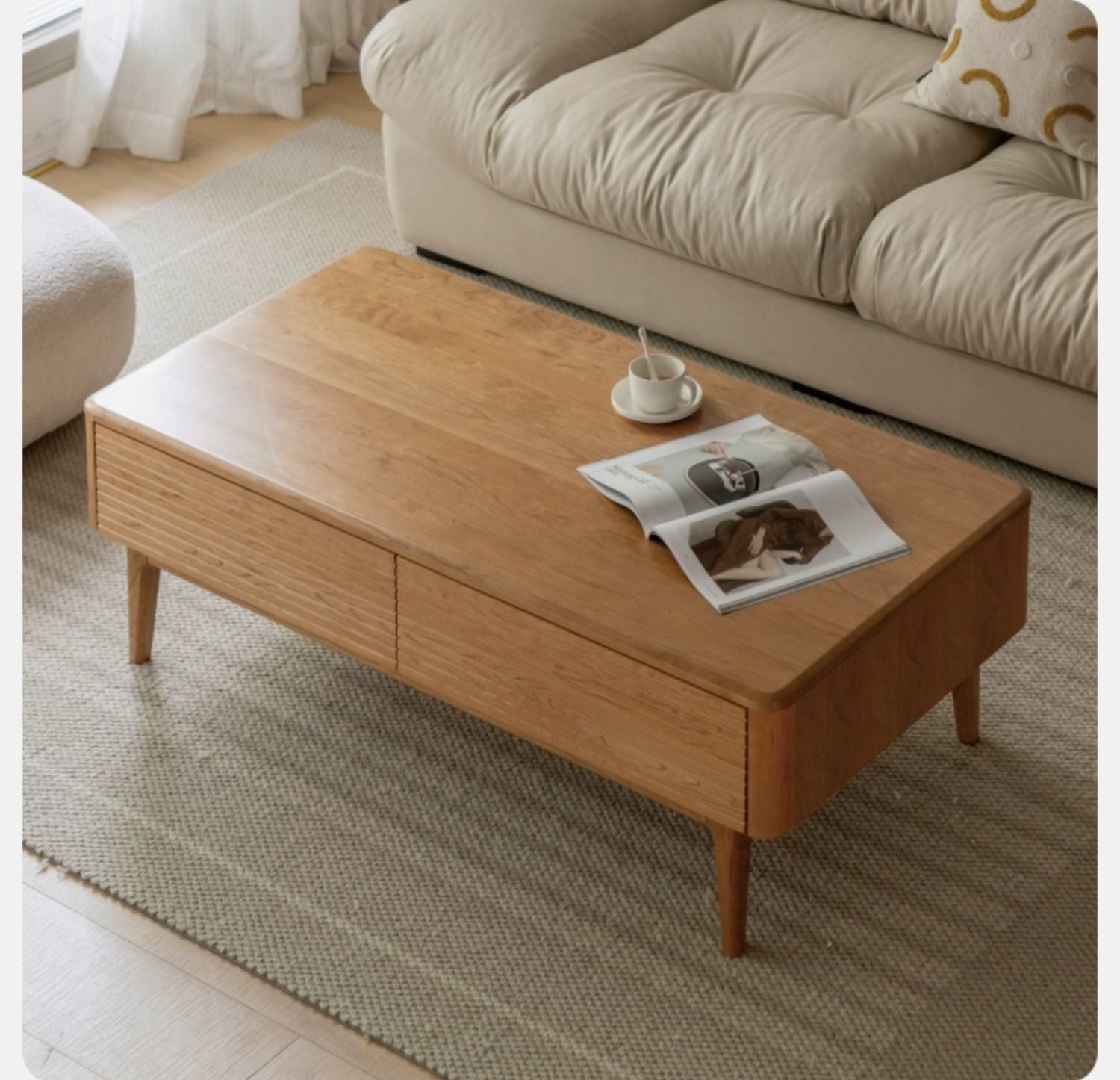 Cherry Wood Nordic Rock Plate coffe Table "