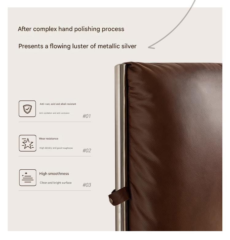 Leather Italian Light Luxury Brown Double Bed