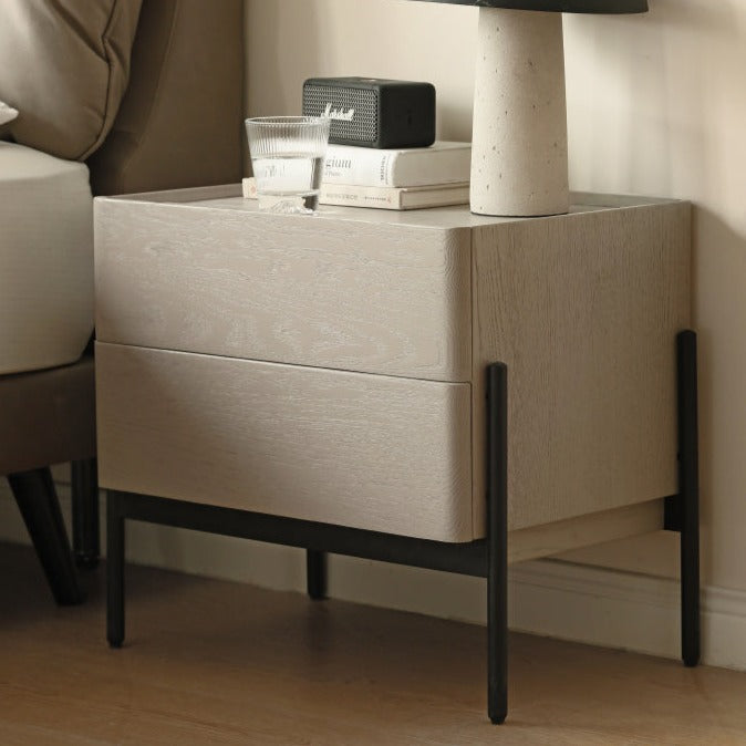 Morandi Premium Gray light luxury bedside storage Oak solid wood-