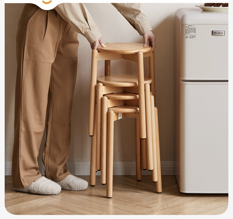 Beech solid wood stackable stools