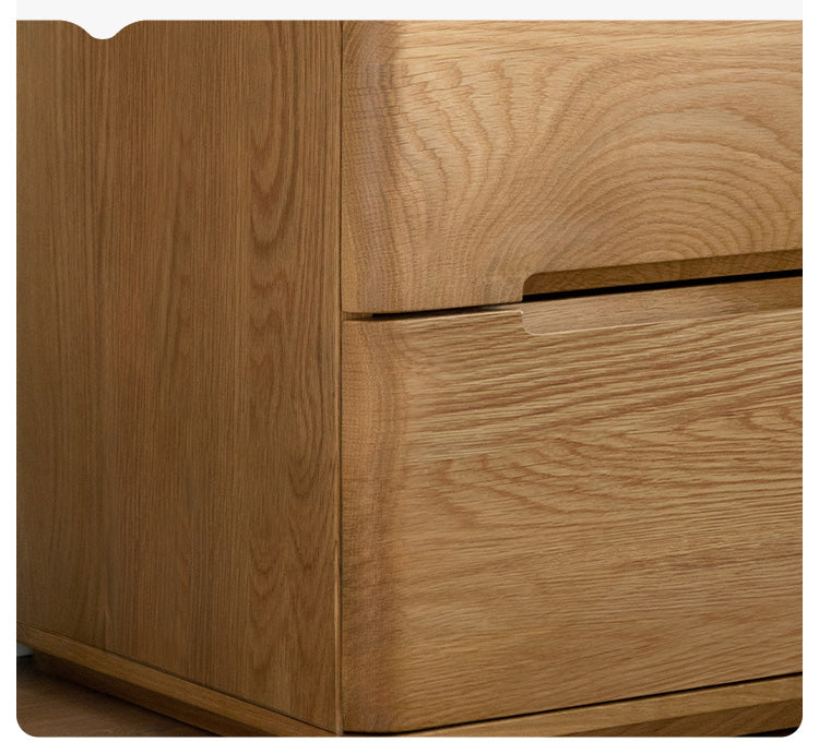 Three-drawer nightstand with lock oak solid wood-