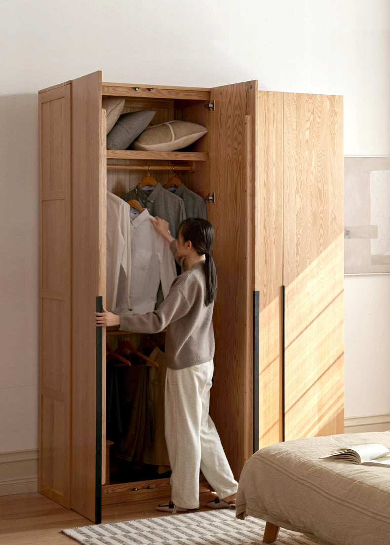 Oak solid wood high wardrobe modern