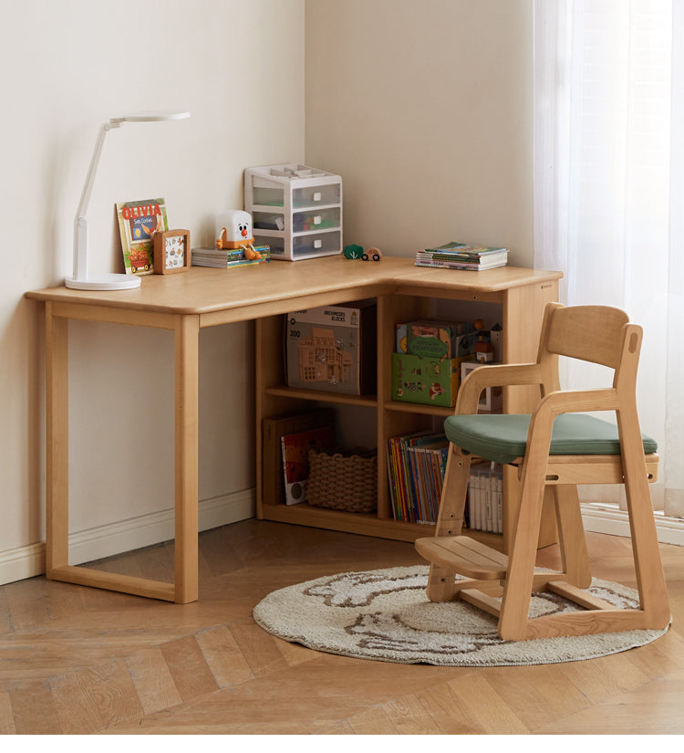 Beech solid wood children's corner desk